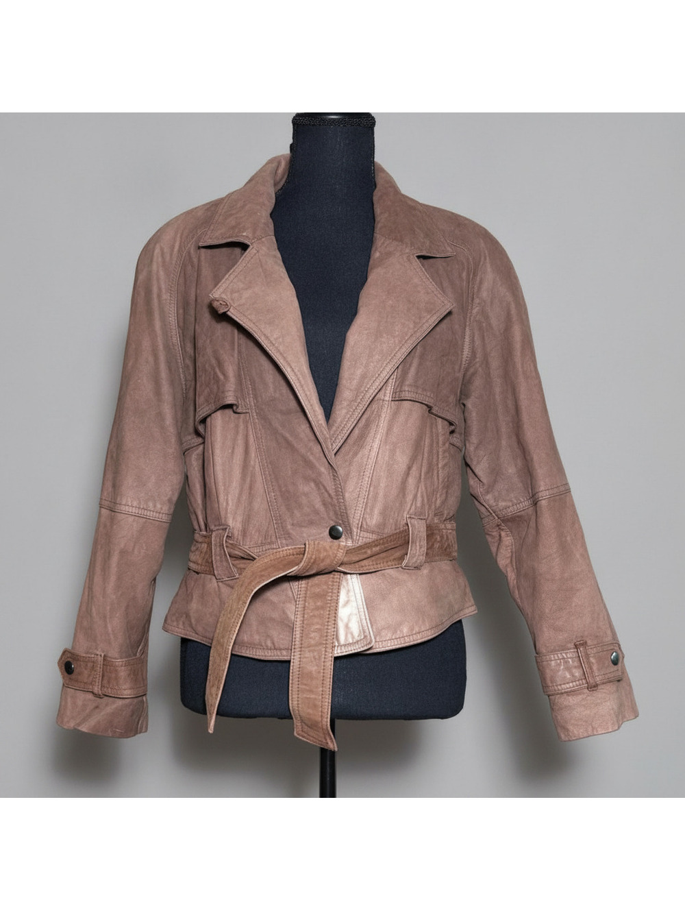 Vintage Jay Jacobs Womens Western Brown Leather Jacket Belted Moto Biker Retro